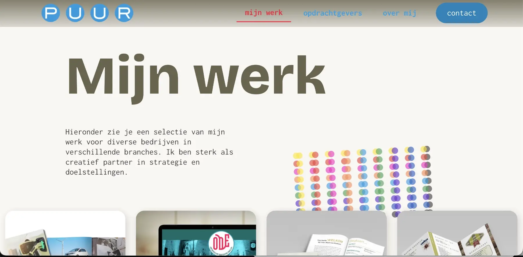 Website van Puurstipdesign pagina van het portfolio.